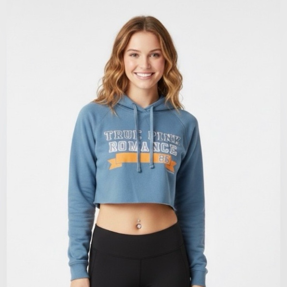 Rare Victoria's Secret “Pink” Rare True Pink Romance Cropped Hoodie